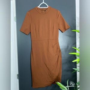 RW&Co brown draped dress